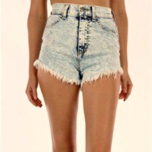 GJG Denim Acid‎ Washed High Rise Shorts S